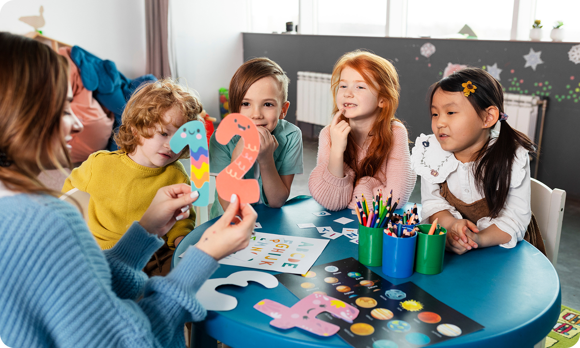 Happy Educator with Kids