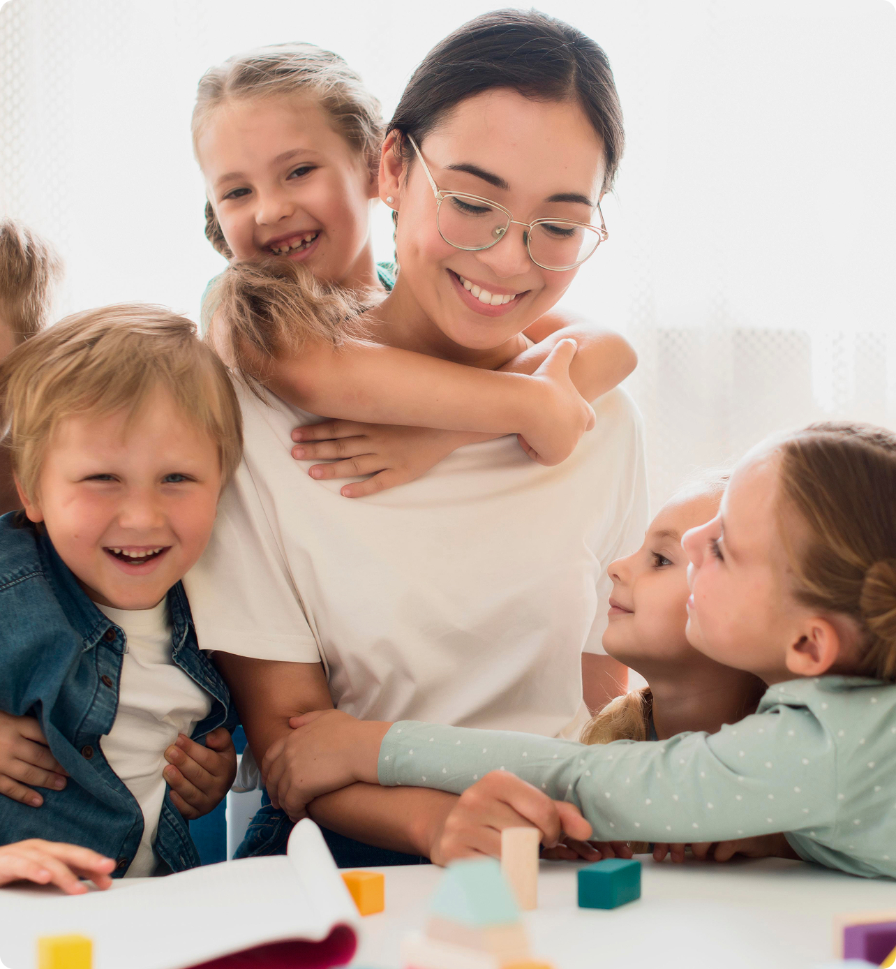 Educator with children